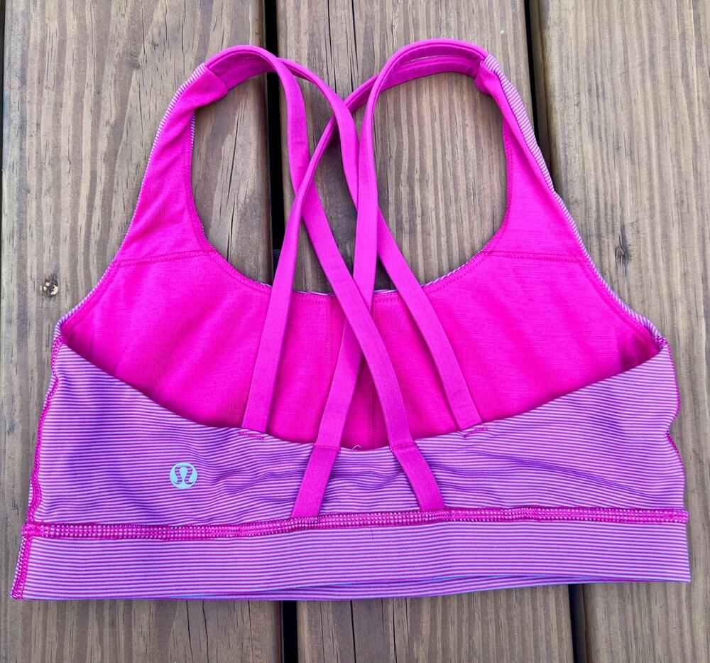 Lululemon Energy Bra in Pink Stripes (Women’s 4)